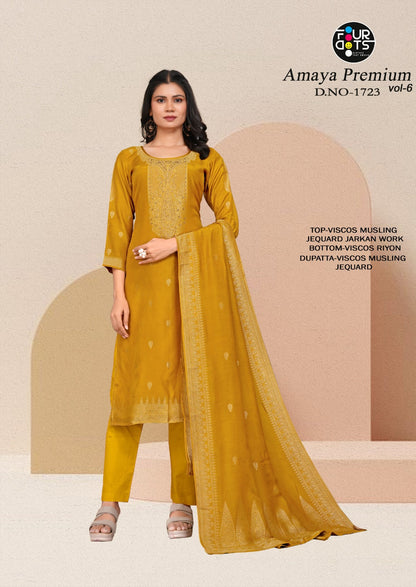 Amaya Premium Vol 6 Four Dots Viscose Muslin Pant Style Suits Exporter India