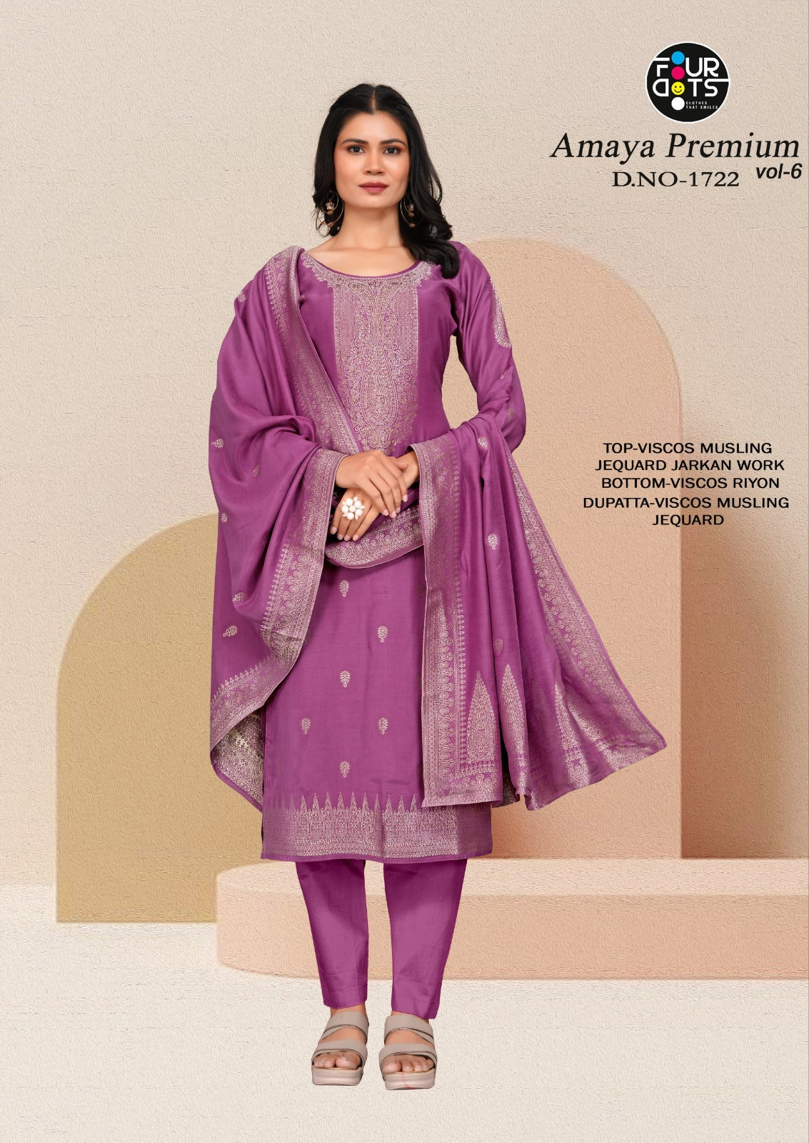 Amaya Premium Vol 6 Four Dots Viscose Muslin Pant Style Suits Exporter India