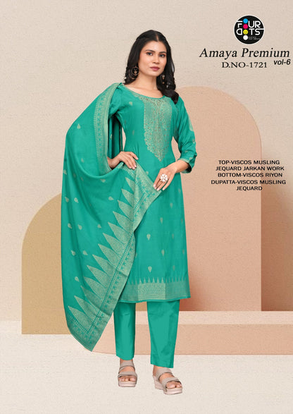 Amaya Premium Vol 6 Four Dots Viscose Muslin Pant Style Suits Exporter India