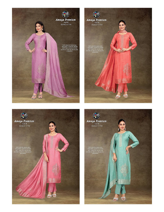 Amaya Premium Vol 8 Four Dots Viscose Muslin Pant Style Suits Exporter India