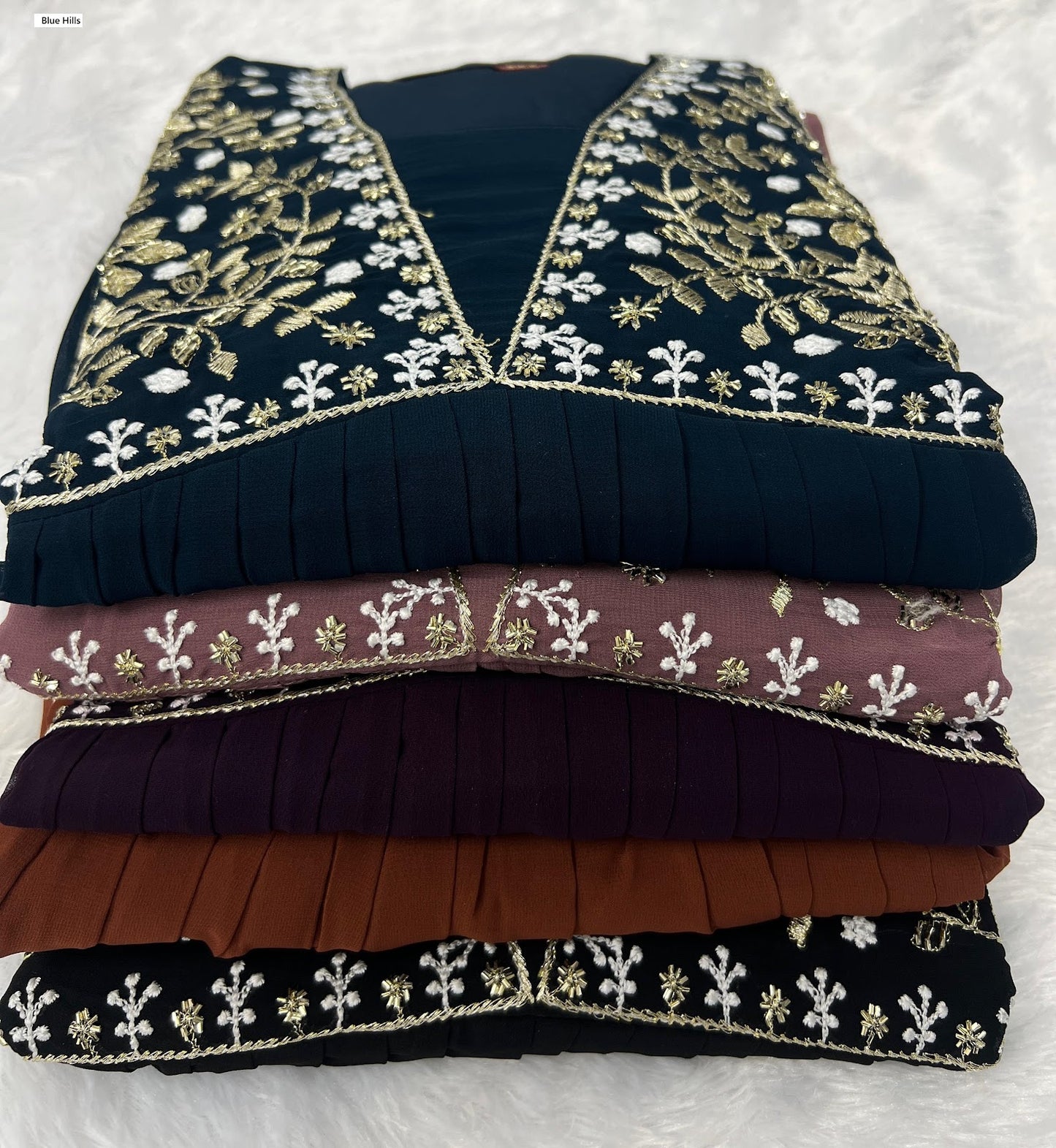 Amayra Blue Hills Georgette One Piece Gown Manufacturer Ahmedabad