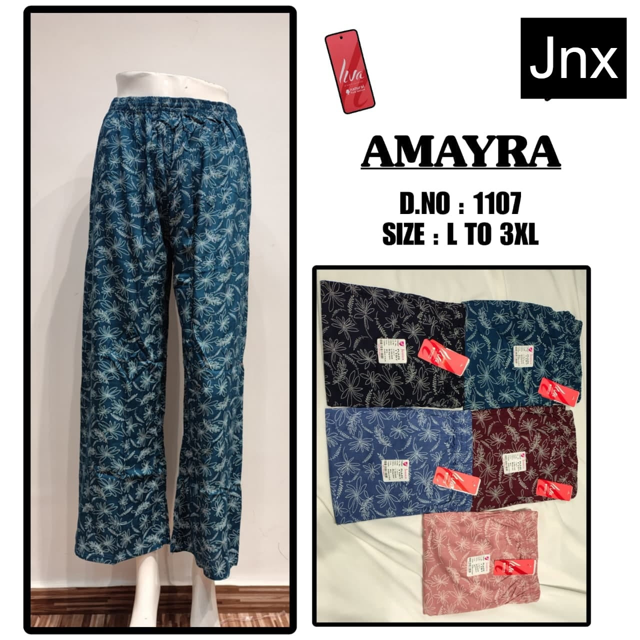 Amayra Print 0308 Jnx Liva Rayon Branded Palazzo Wholesale Price