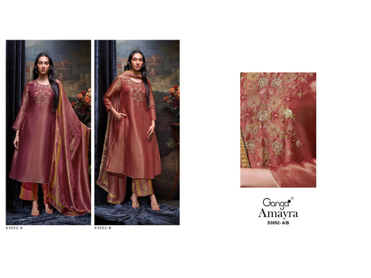Amayra S3052Ab Ganga Bemberg Plazzo Style Suits Exporter