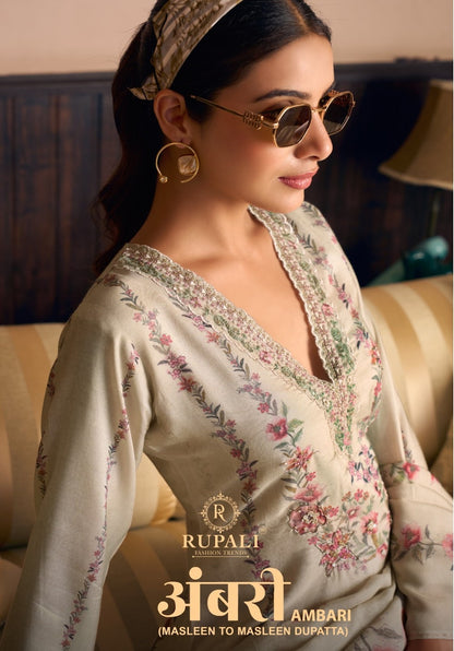 Ambari Rupali Viscose Muslin Pant Style Suits Manufacturer Ahmedabad
