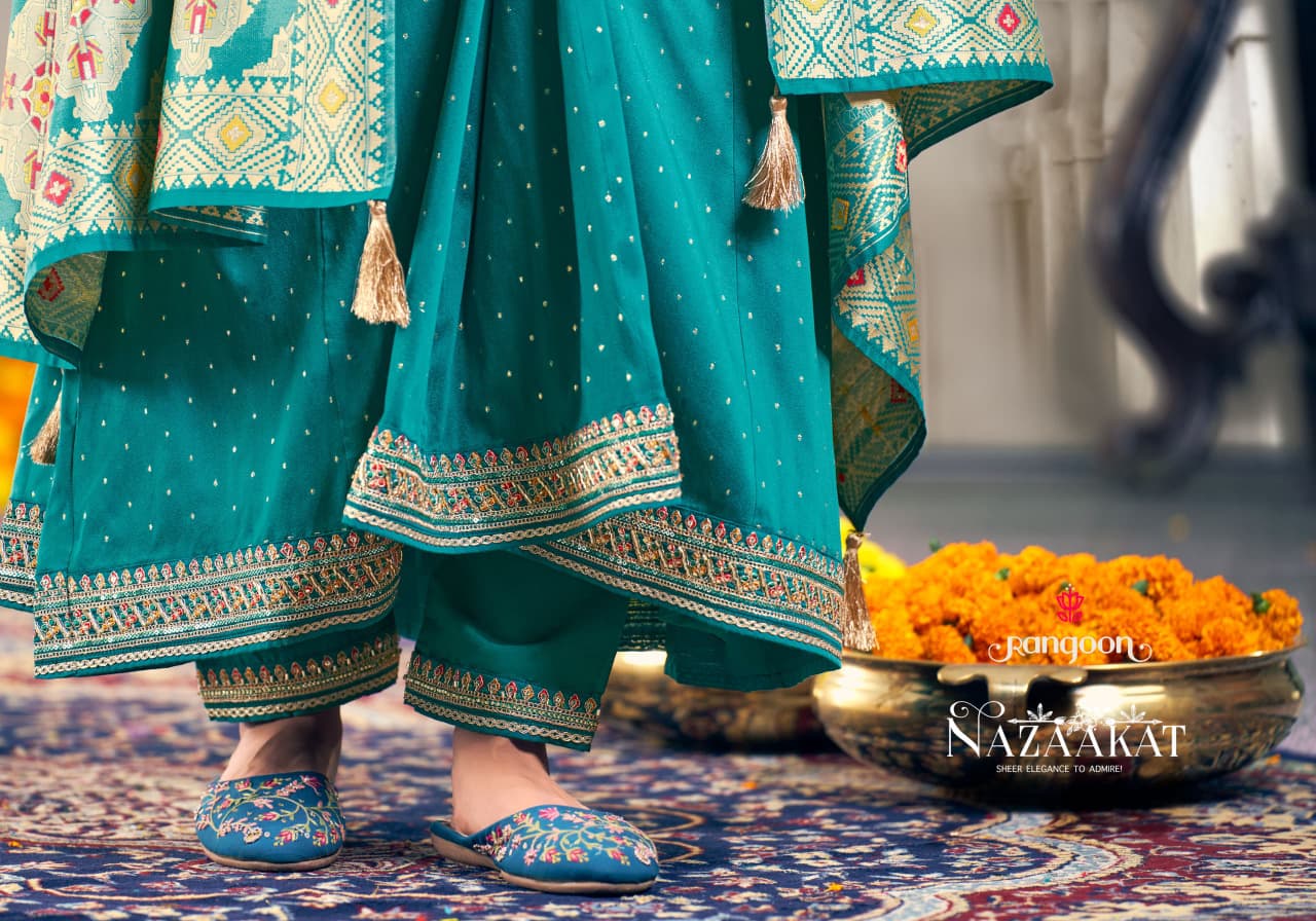 Amber New Rangoon Jacquard Readymade Anarkali Suits Supplier India