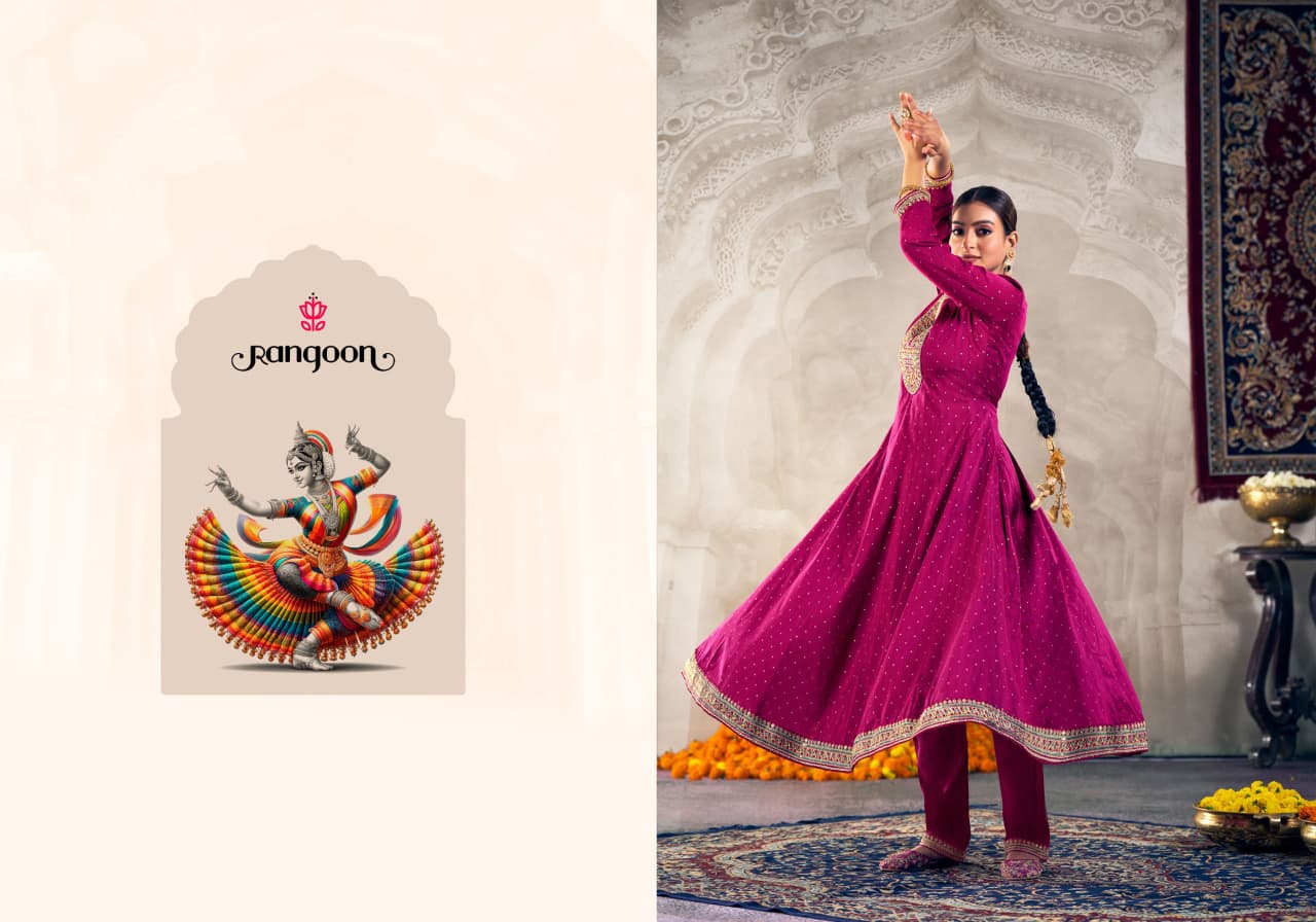 Amber New Rangoon Jacquard Readymade Anarkali Suits Supplier India