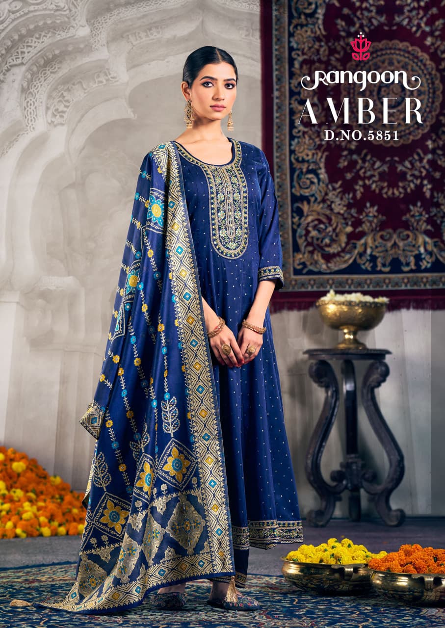 Amber New Rangoon Jacquard Readymade Anarkali Suits Supplier India