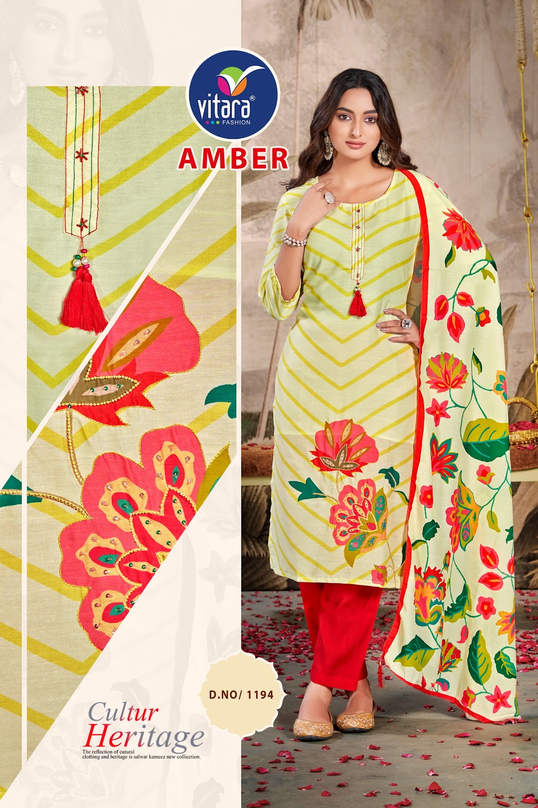 Amber Vitara Muslin Readymade Pant Style Suits Manufacturer Gujarat