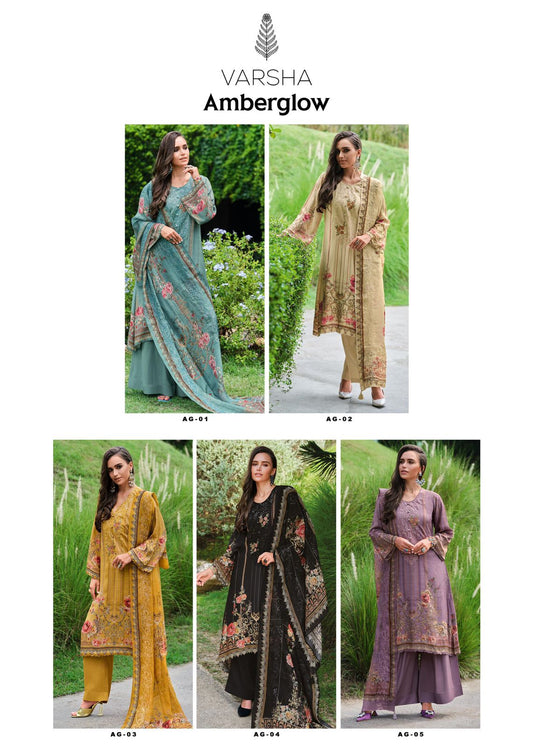 Amberglow Varsha Fashions Viscose Muslin Plazzo Style Suits Manufacturer Gujarat