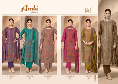 Ambi Edition 3 Alok Premium Viscose Karachi Pashmina Salwar Suits Wholesale