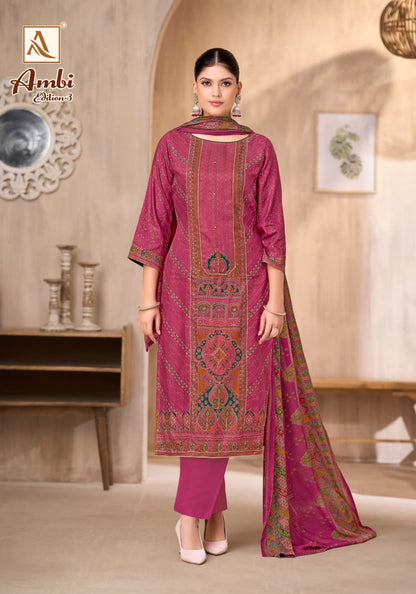 Ambi Edition 3 Alok Premium Viscose Karachi Pashmina Salwar Suits Wholesale