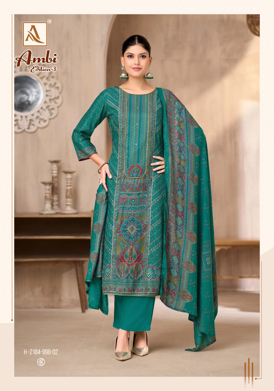Ambi Edition 3 Alok Premium Viscose Karachi Pashmina Salwar Suits Wholesale
