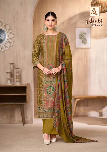Ambi Edition 3 Alok Premium Viscose Karachi Pashmina Salwar Suits Wholesale