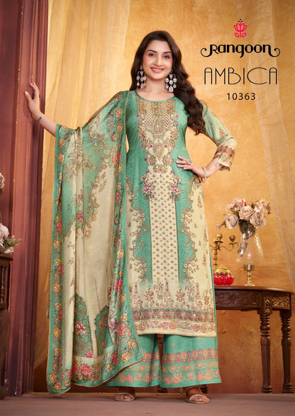 Ambica Rangoon Muslin Readymade Plazzo Style Suits Supplier India