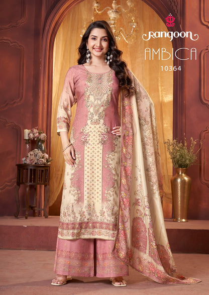 Ambica Rangoon Muslin Readymade Plazzo Style Suits Supplier India
