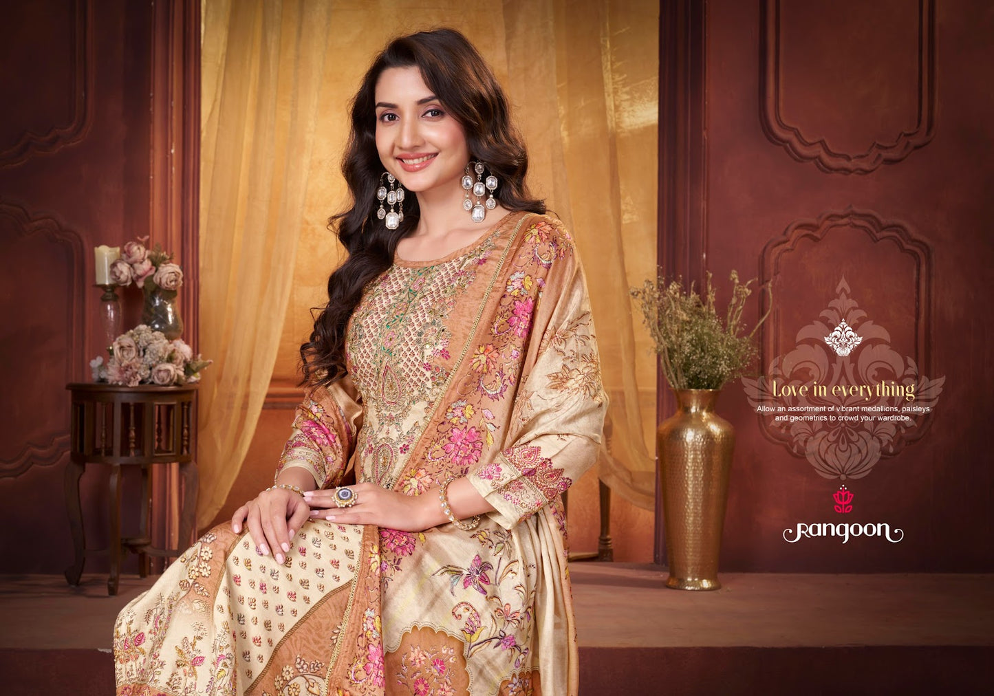 Ambica Rangoon Muslin Readymade Plazzo Style Suits Supplier India
