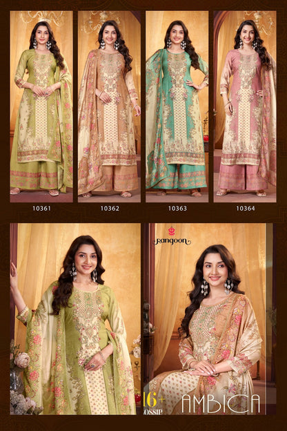 Ambica Rangoon Muslin Readymade Plazzo Style Suits Supplier India