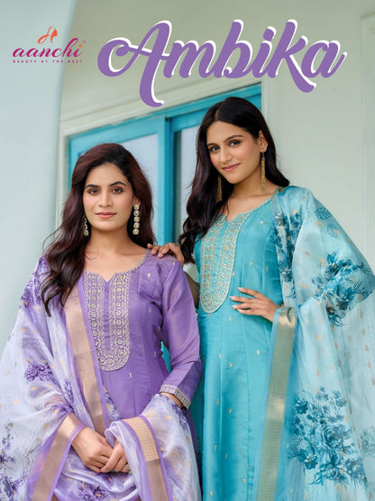 Ambika Aanchi Shimmer Readymade Anarkali Suits Supplier India