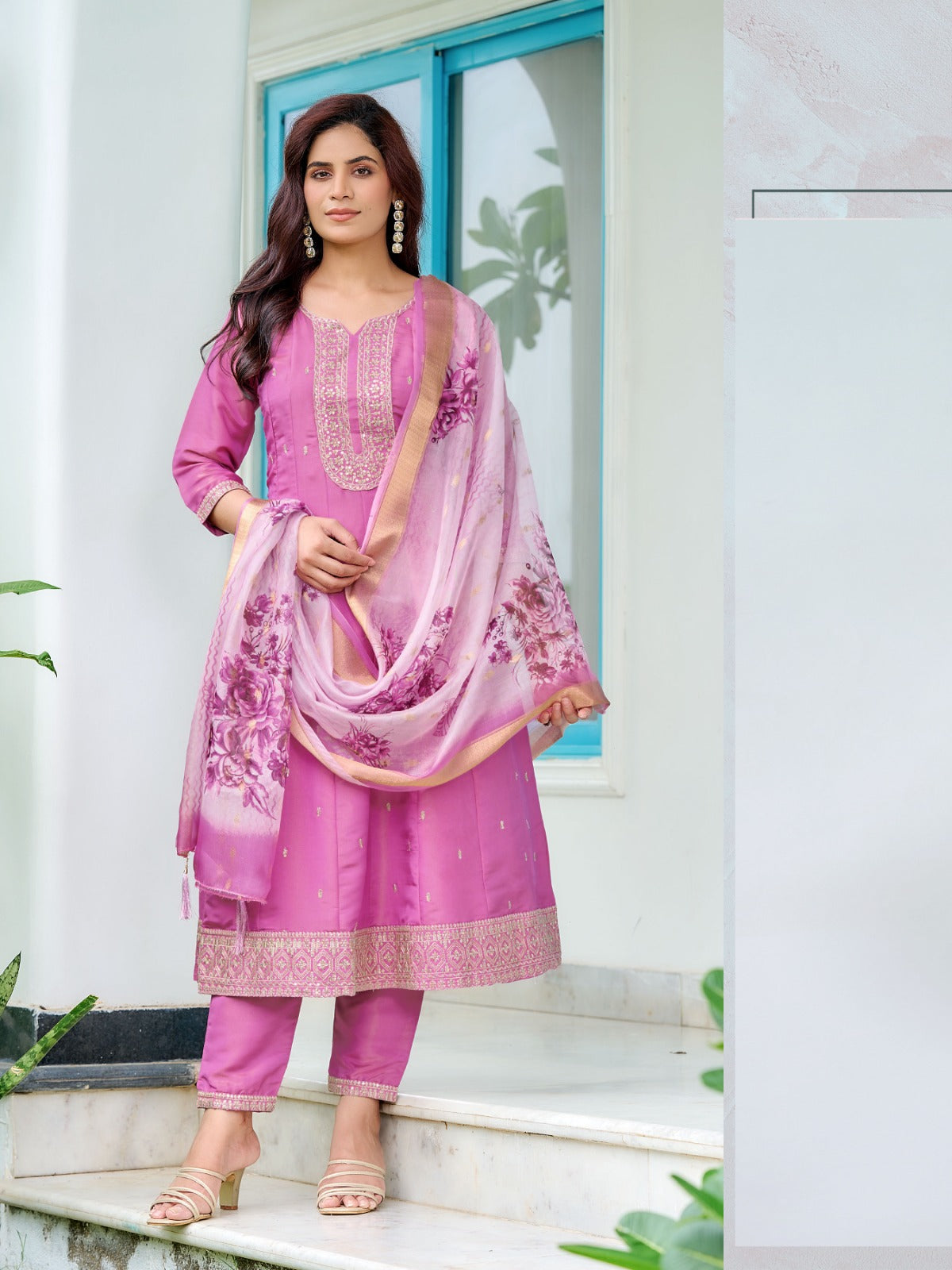Ambika Aanchi Shimmer Readymade Anarkali Suits Supplier India
