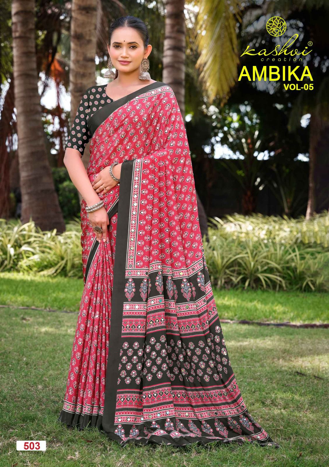 Ambika Vol 5 Kashvi Creation Crape Silk Sarees Wholesale