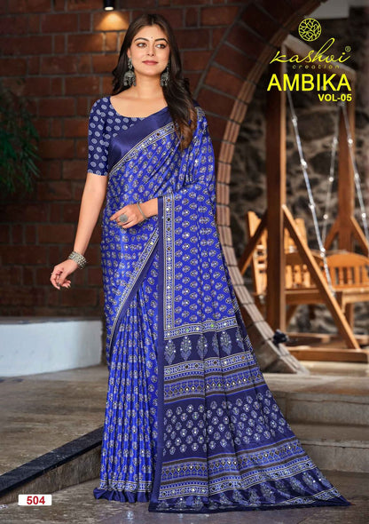 Ambika Vol 5 Kashvi Creation Crape Silk Sarees Wholesale