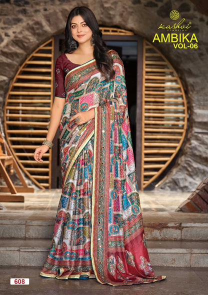 Ambika Vol 6 Kashvi Creation Sarees Wholesaler Ahmedabad