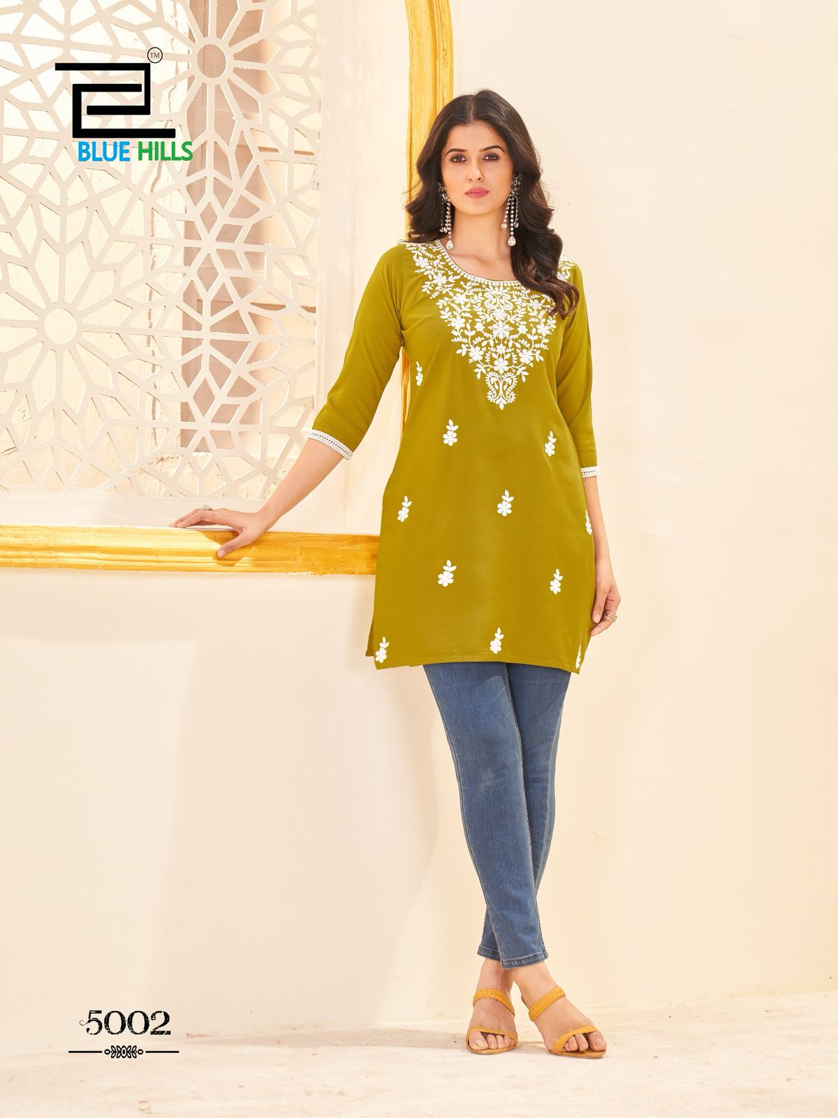 Amelia Vol 5 Blue Hills Rayon 14Kg Short Kurtis Supplier Ahmedabad