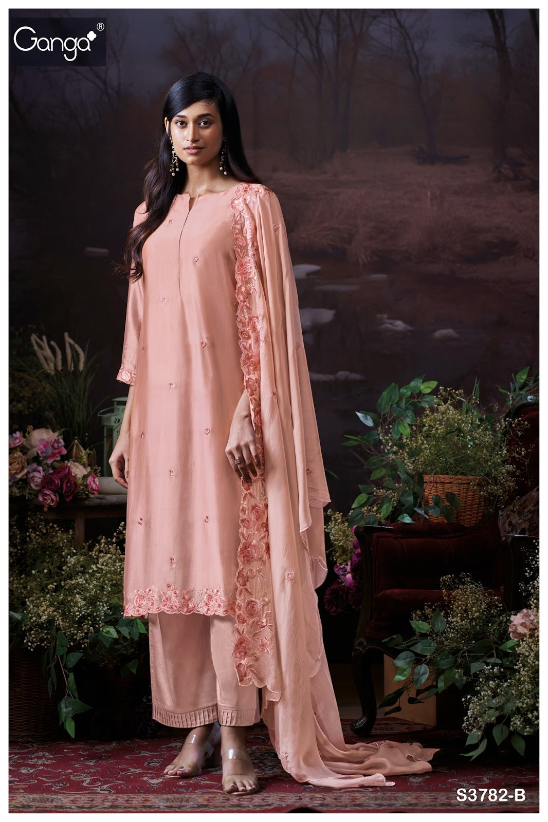 Amelie 3782 Ganga Premium Bemberg Plazzo Style Suits Wholesaler India