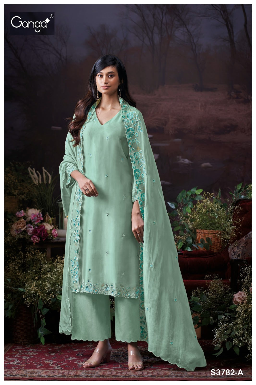 Amelie 3782 Ganga Premium Bemberg Plazzo Style Suits Wholesaler India