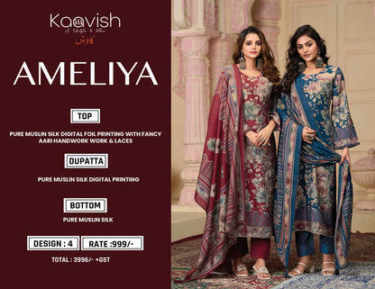 Ameliya Kaavish Pure Silk Pant Style Suits Wholesale
