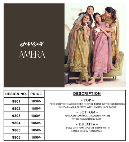 Amera Jay Vijay Pure Cotton Pant Style Suits Wholesale Price