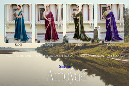 Ameyaa Sethnic Velvet Satin Sarees Wholesaler Ahmedabad