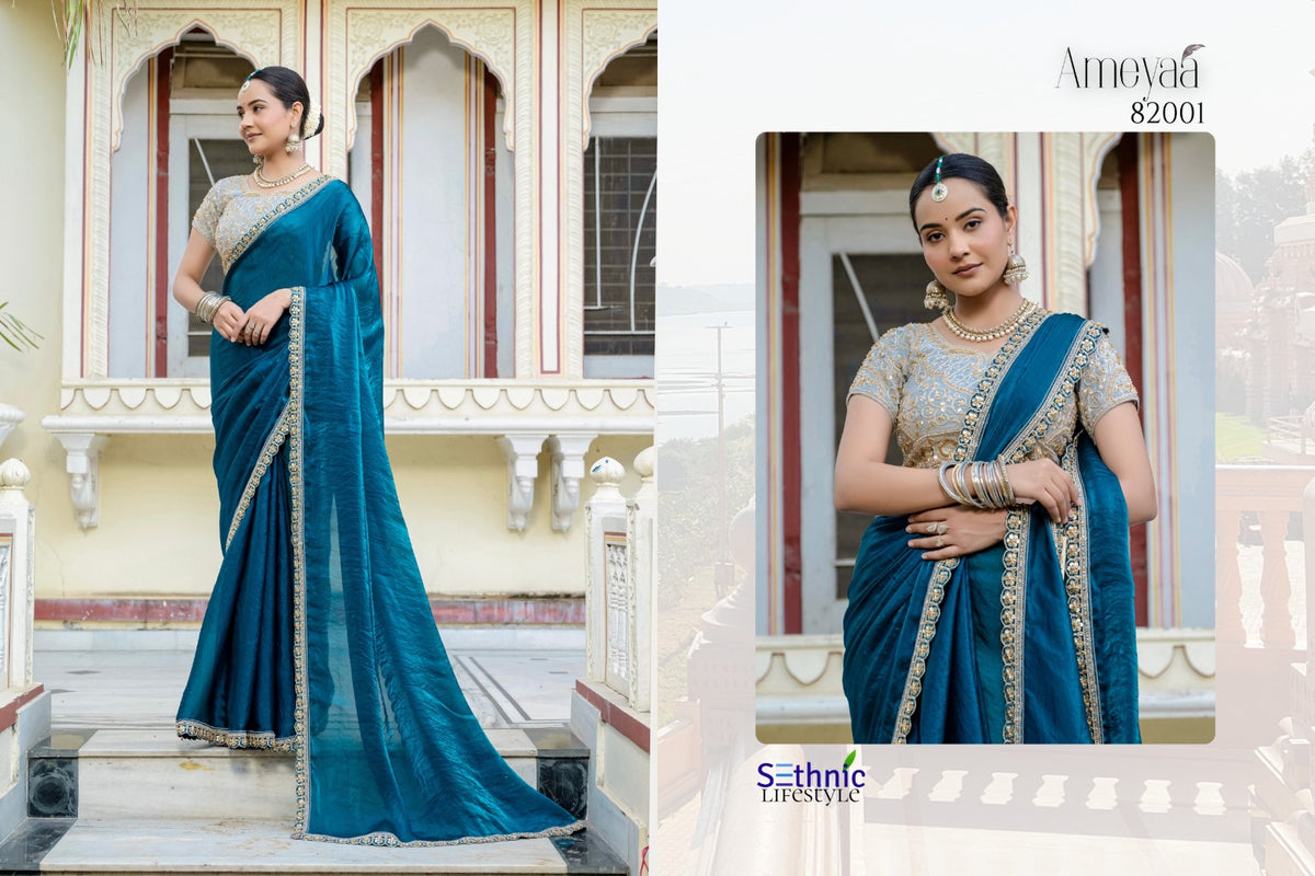 Ameyaa Sethnic Velvet Satin Sarees Wholesaler Ahmedabad
