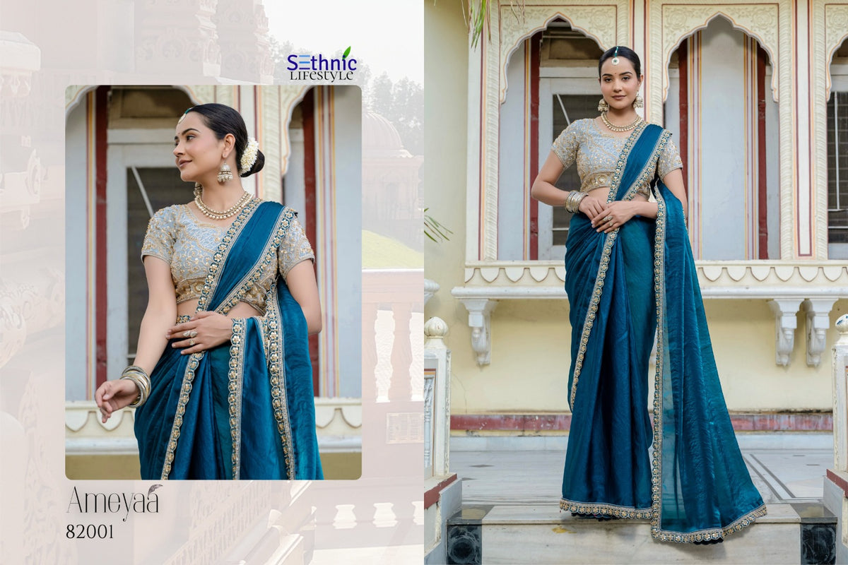Ameyaa Sethnic Velvet Satin Sarees Wholesaler Ahmedabad