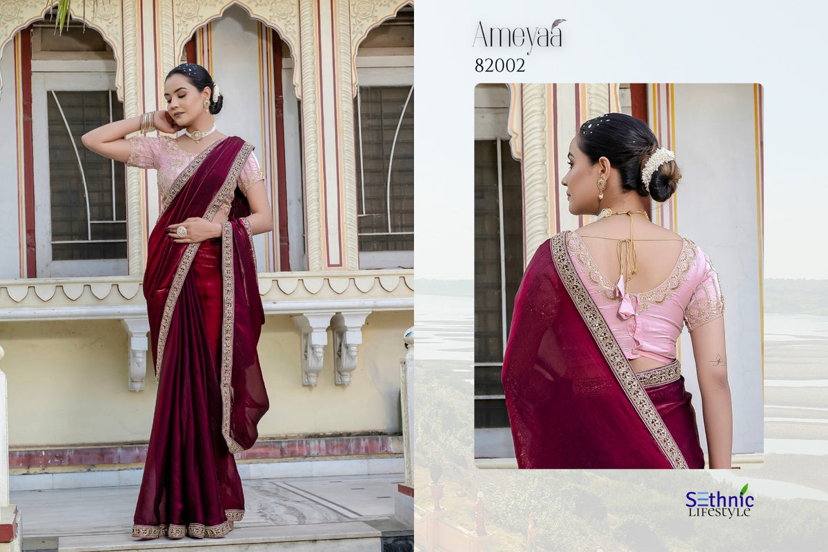 Ameyaa Sethnic Velvet Satin Sarees Wholesaler Ahmedabad