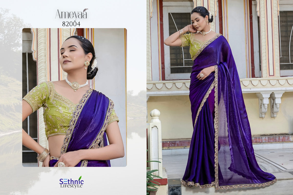 Ameyaa Sethnic Velvet Satin Sarees Wholesaler Ahmedabad