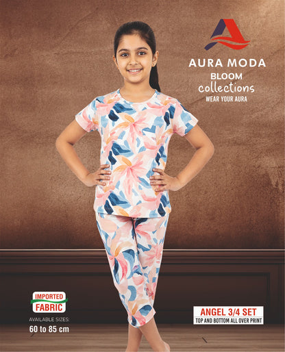 Amg76 Aura Moda Imported Girls Capri Night Suits Manufacturer India