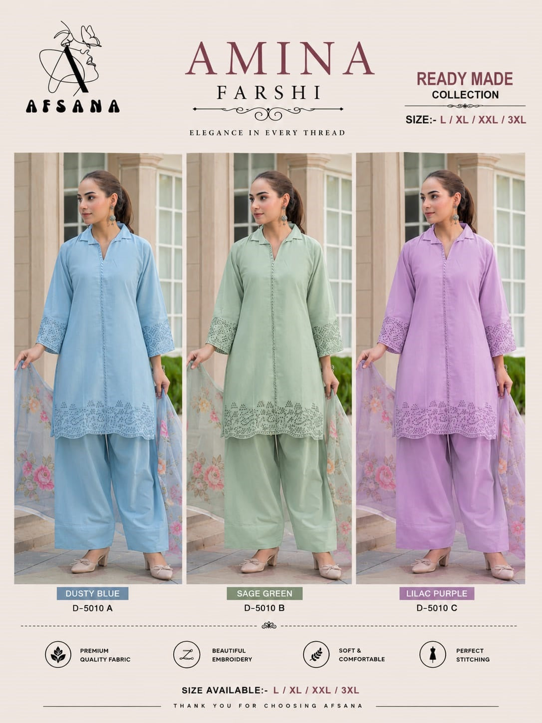 Amina Farshi Afsana Cotton Pakistani Readymade Suits Exporter India