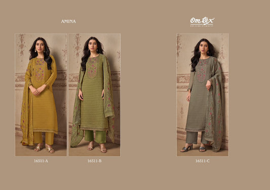 Amina Omtex Organza Pant Style Suits Manufacturer Ahmedabad