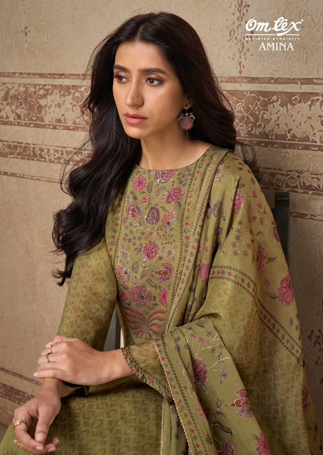 Amina Omtex Organza Pant Style Suits Manufacturer Ahmedabad