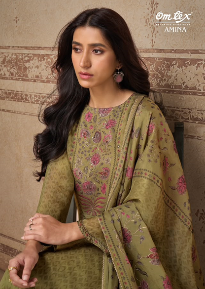 Amina Omtex Organza Pant Style Suits Manufacturer Ahmedabad