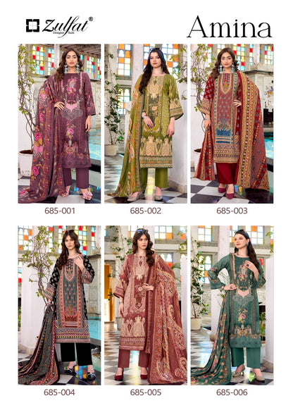 Amina Zulfat Designer Woolen Karachi Pashmina Salwar Suits Manufacturer