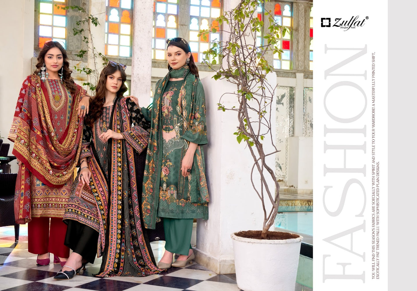Amina Zulfat Designer Woolen Karachi Pashmina Salwar Suits Manufacturer
