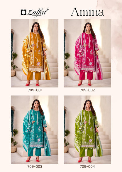 Amina Zulfat Designer Viscose Rayon Karachi Salwar Suits Supplier