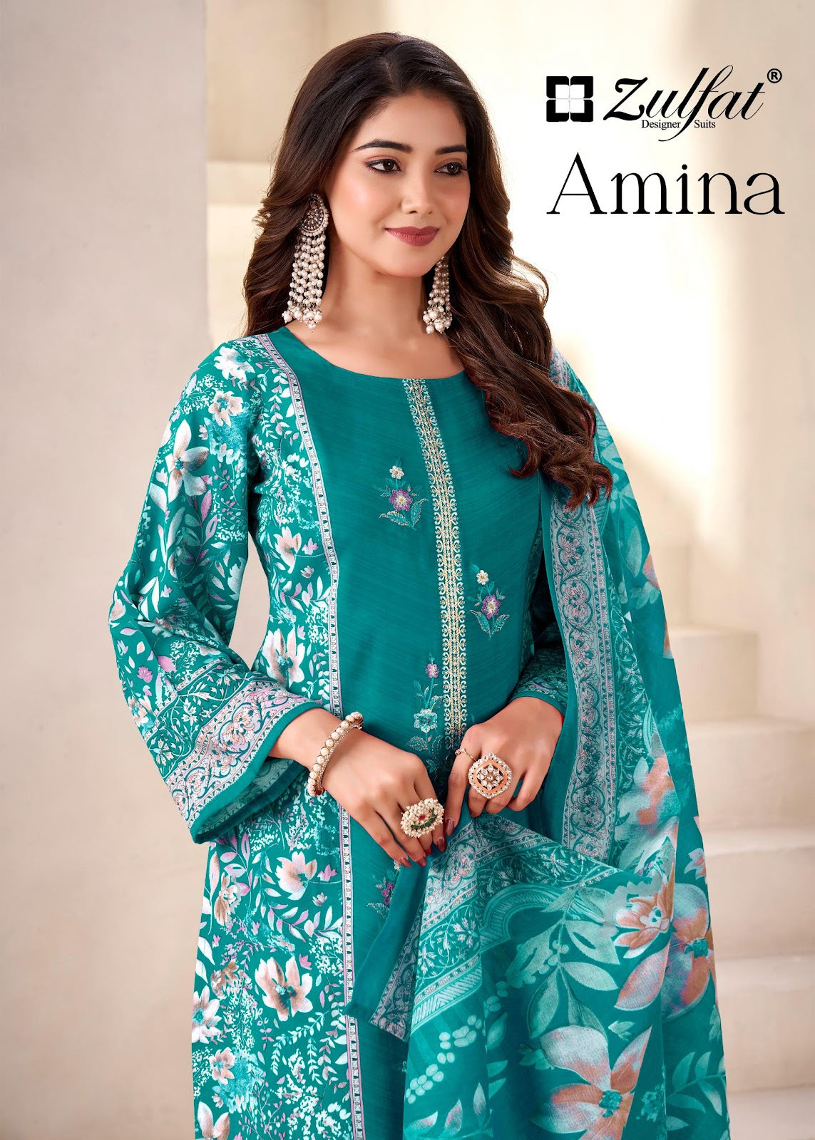 Amina Zulfat Designer Viscose Rayon Karachi Salwar Suits Supplier
