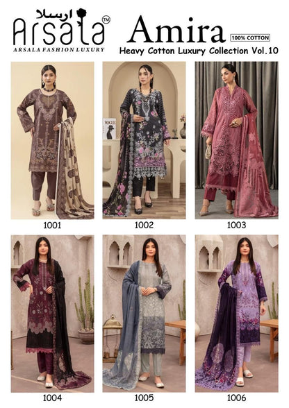 Amira Vol 10 Arsala Fashion Lawn Cotton Karachi Salwar Suits Wholesaler Gujarat