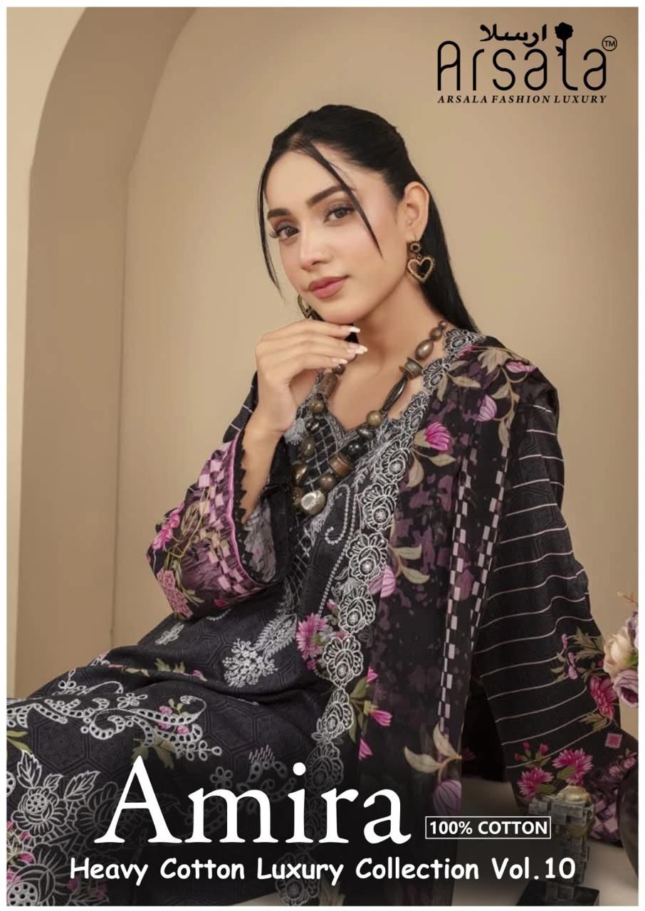 Amira Vol 10 Arsala Fashion Lawn Cotton Karachi Salwar Suits Wholesaler Gujarat