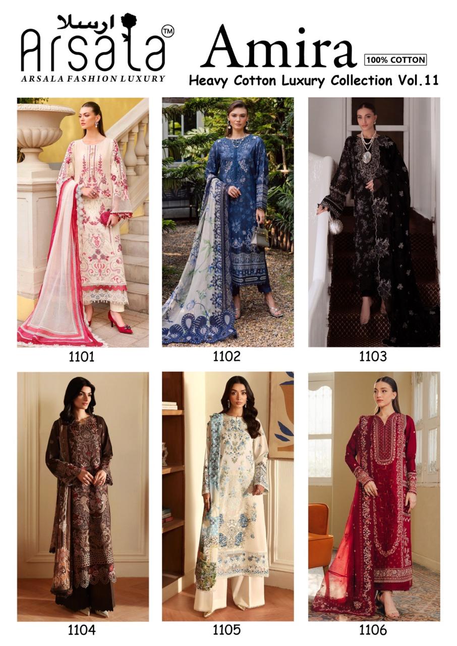 Amira Vol 11 Arsala Fashion Lawn Cotton Karachi Salwar Suits Supplier