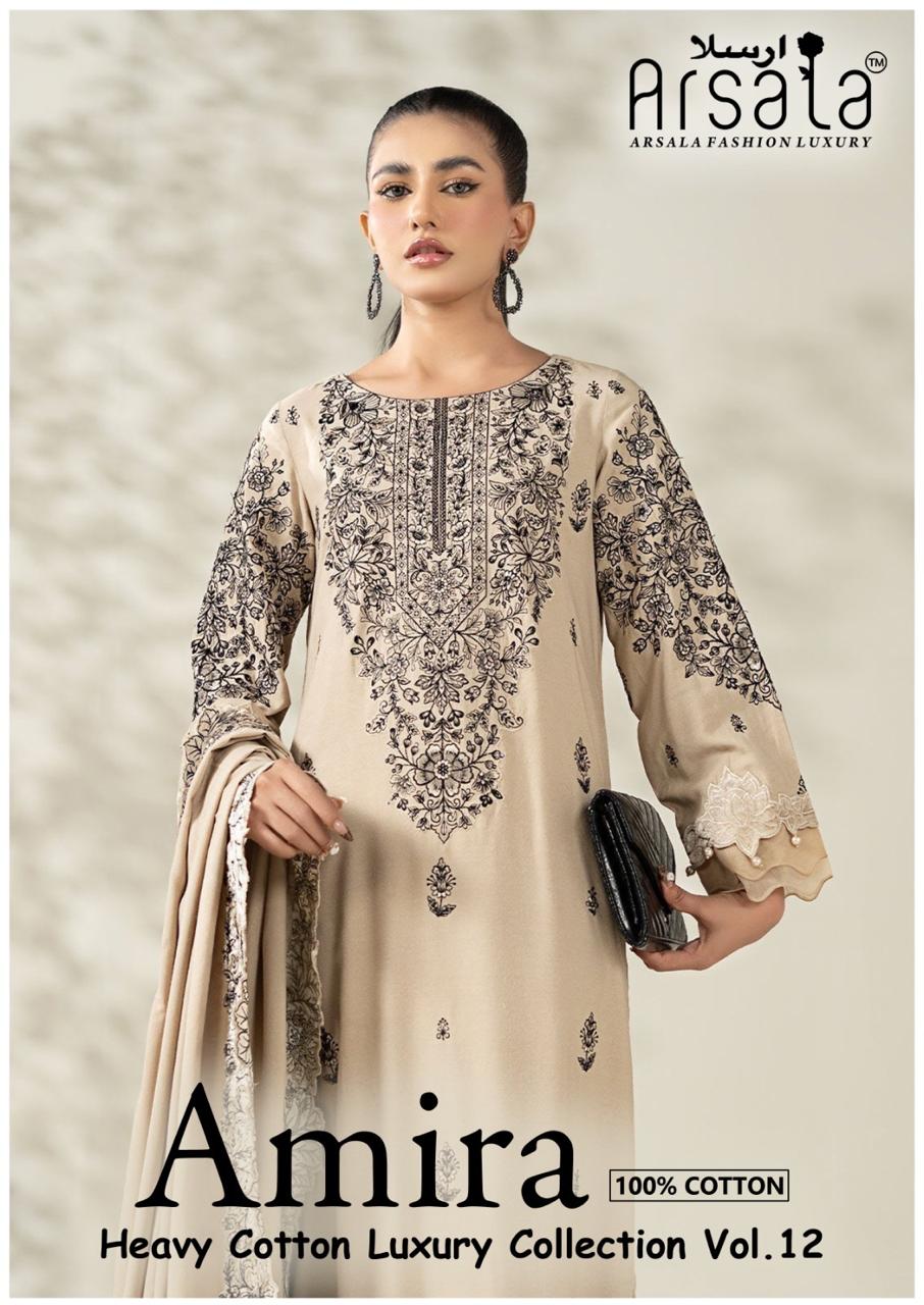Amira Vol 12 Arsala Fashion Lawn Cotton Karachi Salwar Suits Exporter India