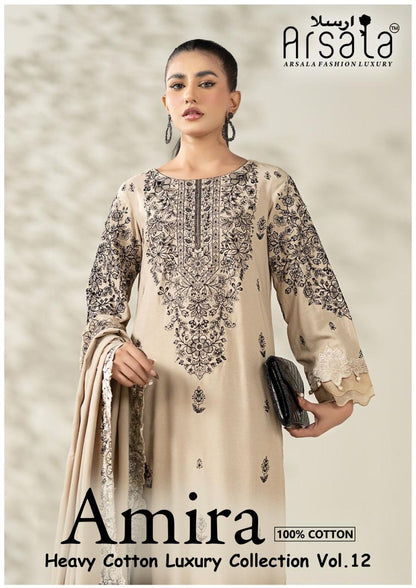 Amira Vol 12 Arsala Fashion Lawn Cotton Karachi Salwar Suits Exporter India